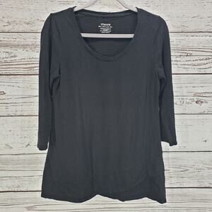 Chico's The Ultimate Tee Women's Black Long Sleeve Top Size Small